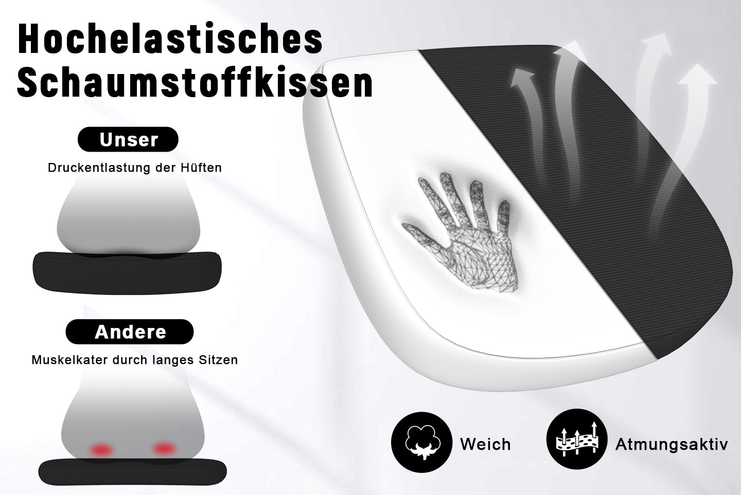 Bürostuhl Ergonomischer Schreibtischstuhl mit 90° Hochklappbarer Armlehne, Höhenverstellbarer Bürostuhl
