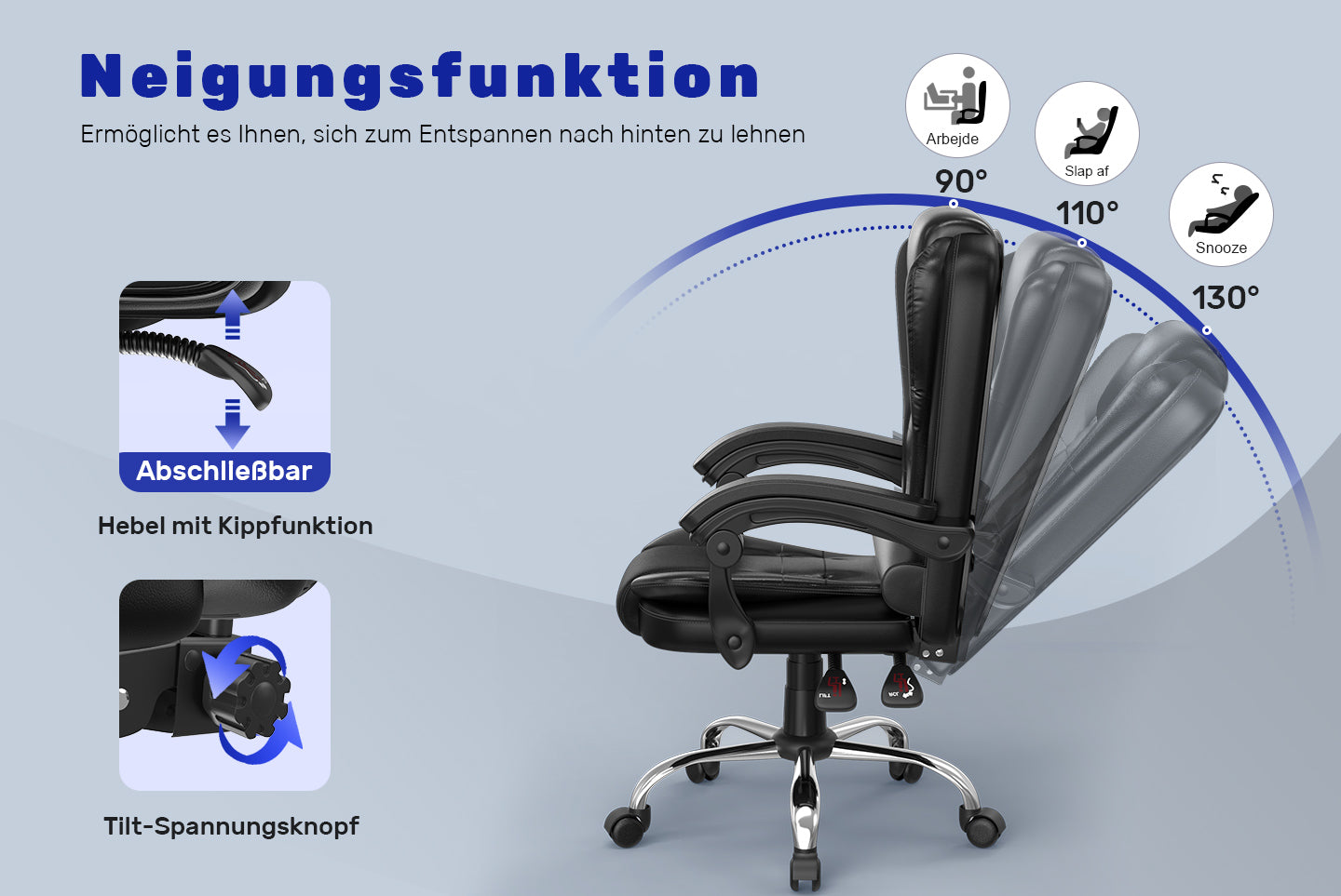 Ergonomische Executive Office Chair PU Leder hohen Rücken Computer Schreibtischstuhl mit Reclining Tilt-Funktion für Home Office arbeiten