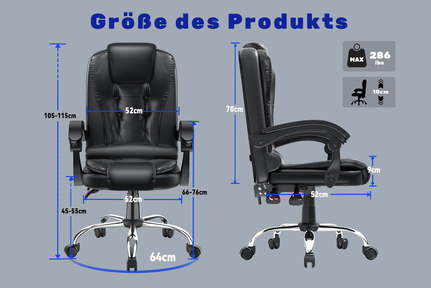 Ergonomische Executive Office Chair PU Leder hohen Rücken Computer Schreibtischstuhl mit Reclining Tilt-Funktion für Home Office arbeiten