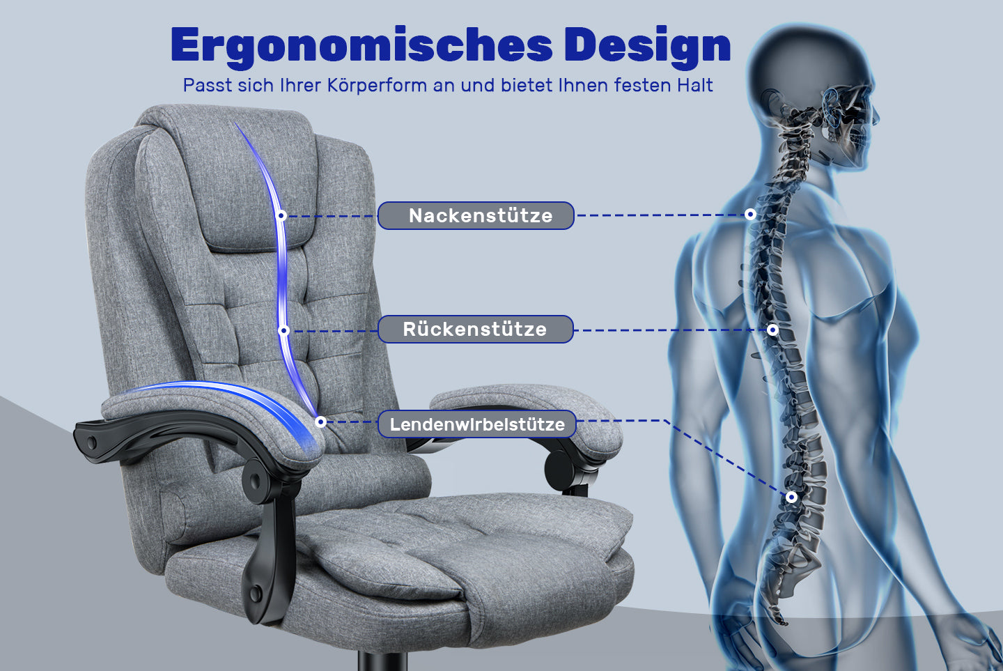 Ergonomische Executive Office Chair PU Leder hohen Rücken Computer Schreibtischstuhl mit Reclining Tilt-Funktion für Home Office arbeiten