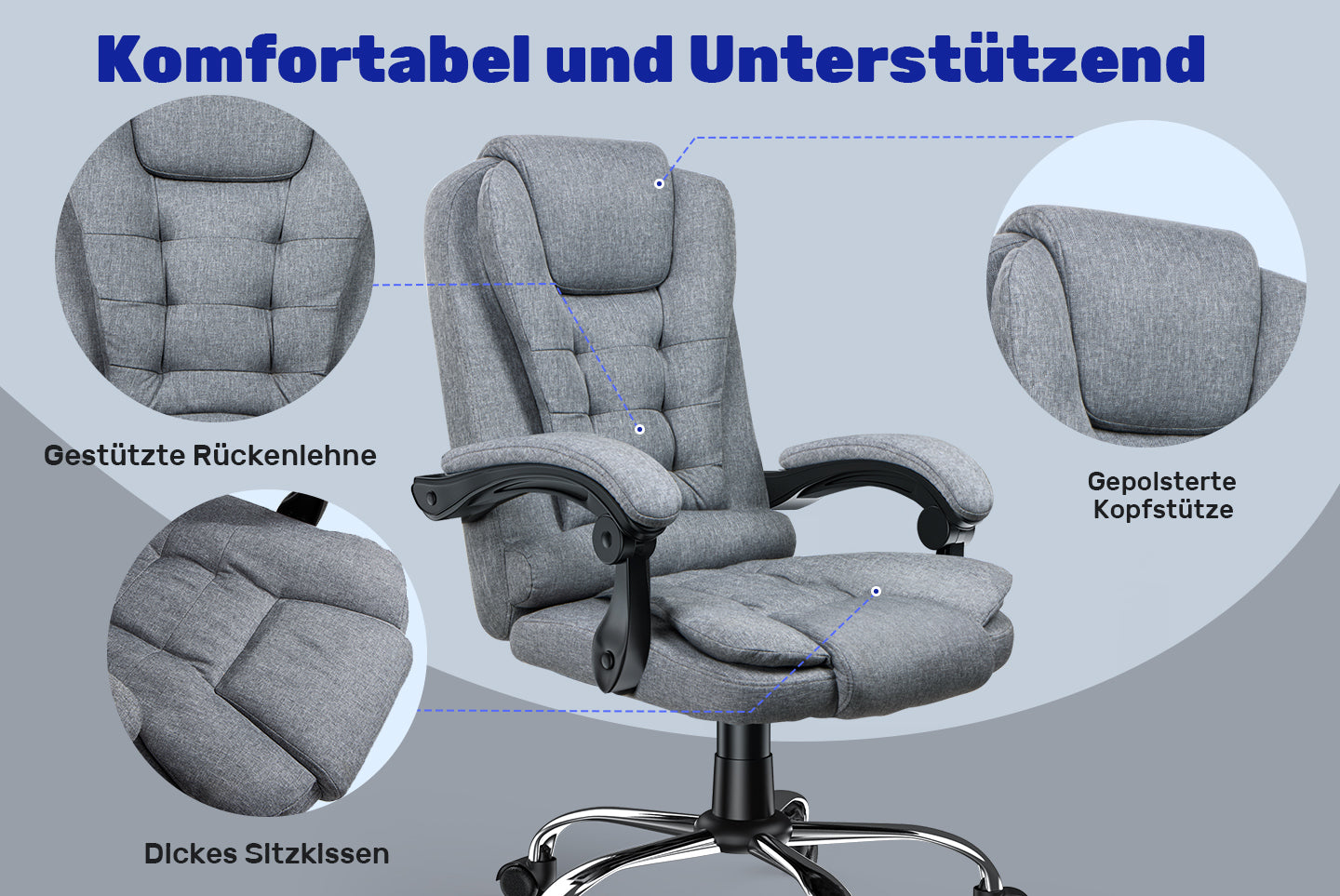 Ergonomische Executive Office Chair PU Leder hohen Rücken Computer Schreibtischstuhl mit Reclining Tilt-Funktion für Home Office arbeiten