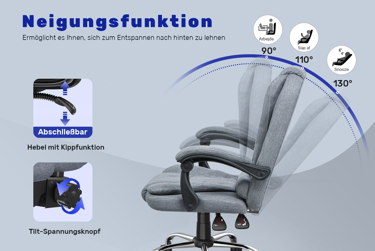 Ergonomische Executive Office Chair PU Leder hohen Rücken Computer Schreibtischstuhl mit Reclining Tilt-Funktion für Home Office arbeiten