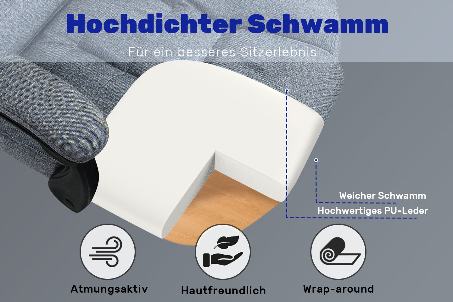 Ergonomische Executive Office Chair PU Leder hohen Rücken Computer Schreibtischstuhl mit Reclining Tilt-Funktion für Home Office arbeiten