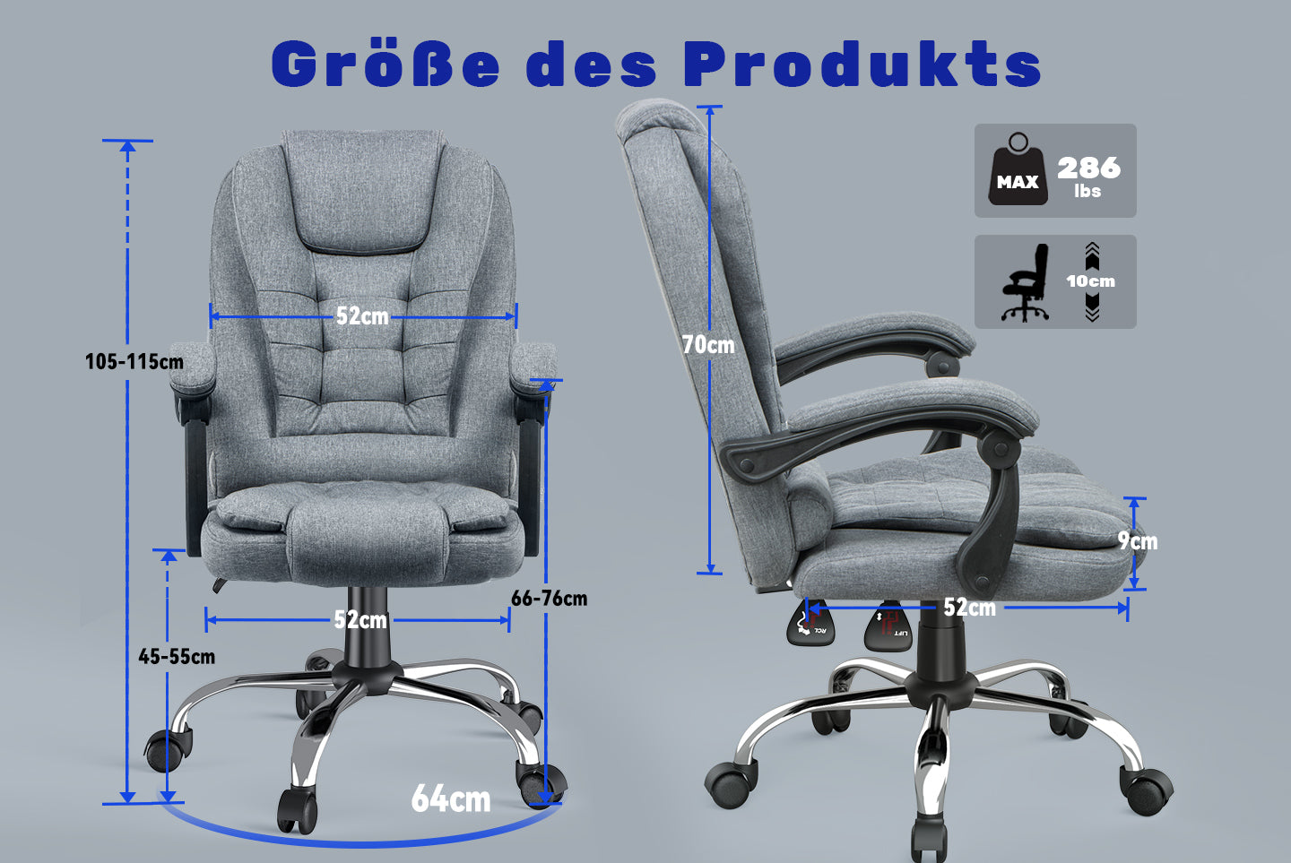 Ergonomische Executive Office Chair PU Leder hohen Rücken Computer Schreibtischstuhl mit Reclining Tilt-Funktion für Home Office arbeiten