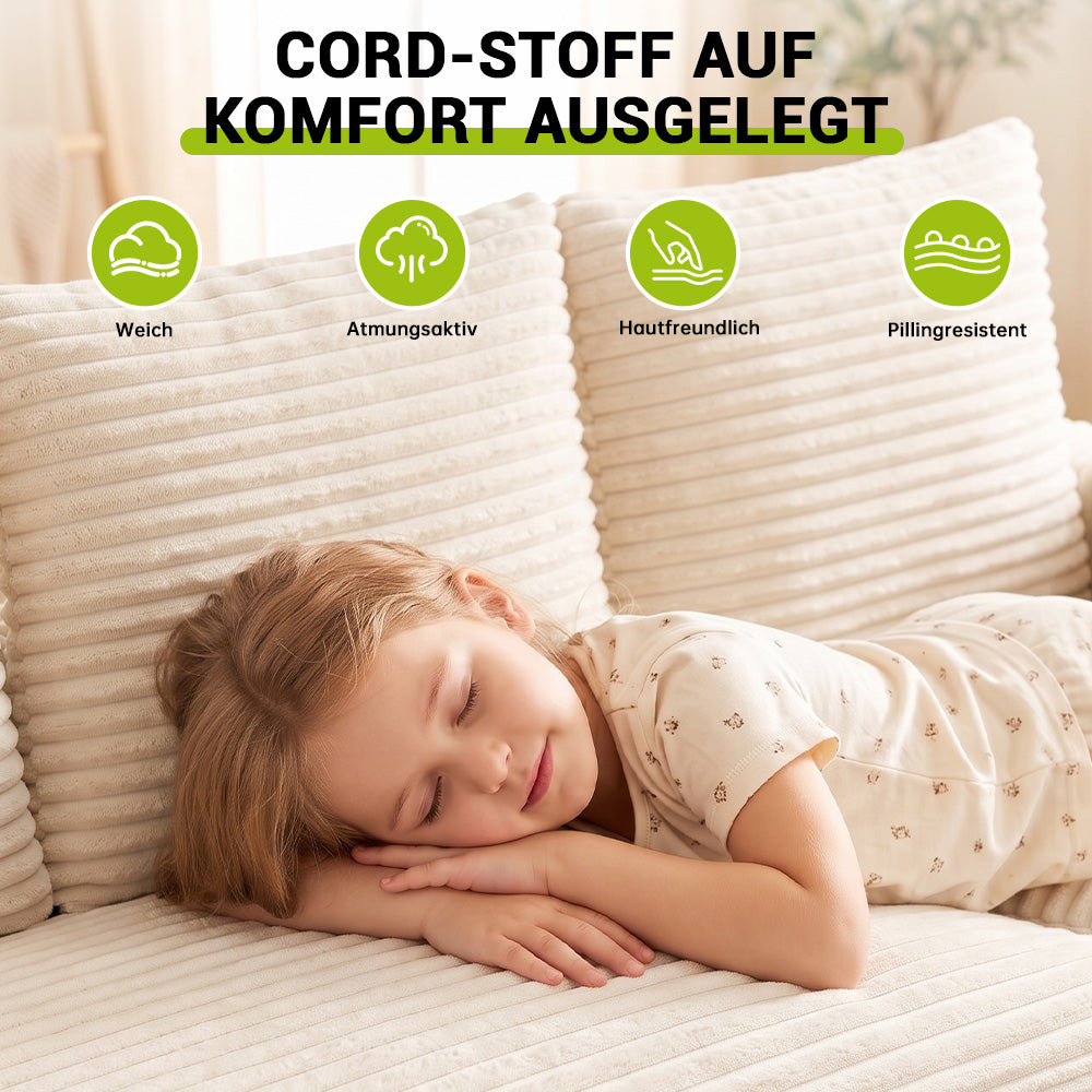 L-Förmiges Modulares Cord-Sektionalsofa Ohne Gestell Mit Chaiselongue, Keine Montage Erforderlich