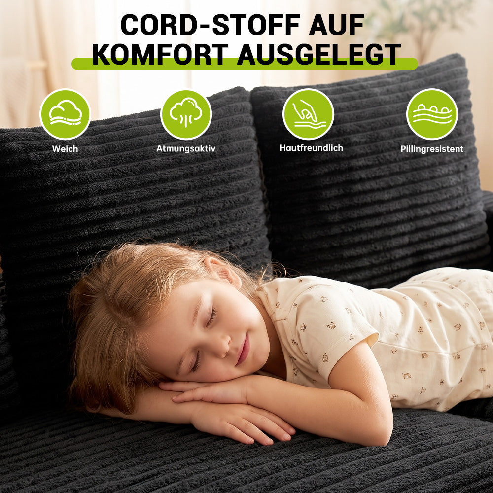L-Förmiges Modulares Cord-Sektionalsofa Ohne Gestell Mit Chaiselongue, Keine Montage Erforderlich