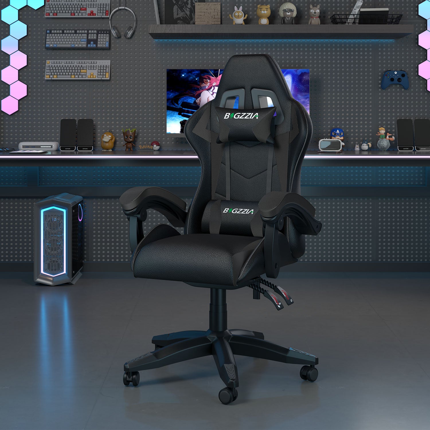 Bürostuhl Gaming Stuhl Sessel Ergonomischer Gamer Stuhl, Bürostuhl mit Kopfstütze und Lendenkissen