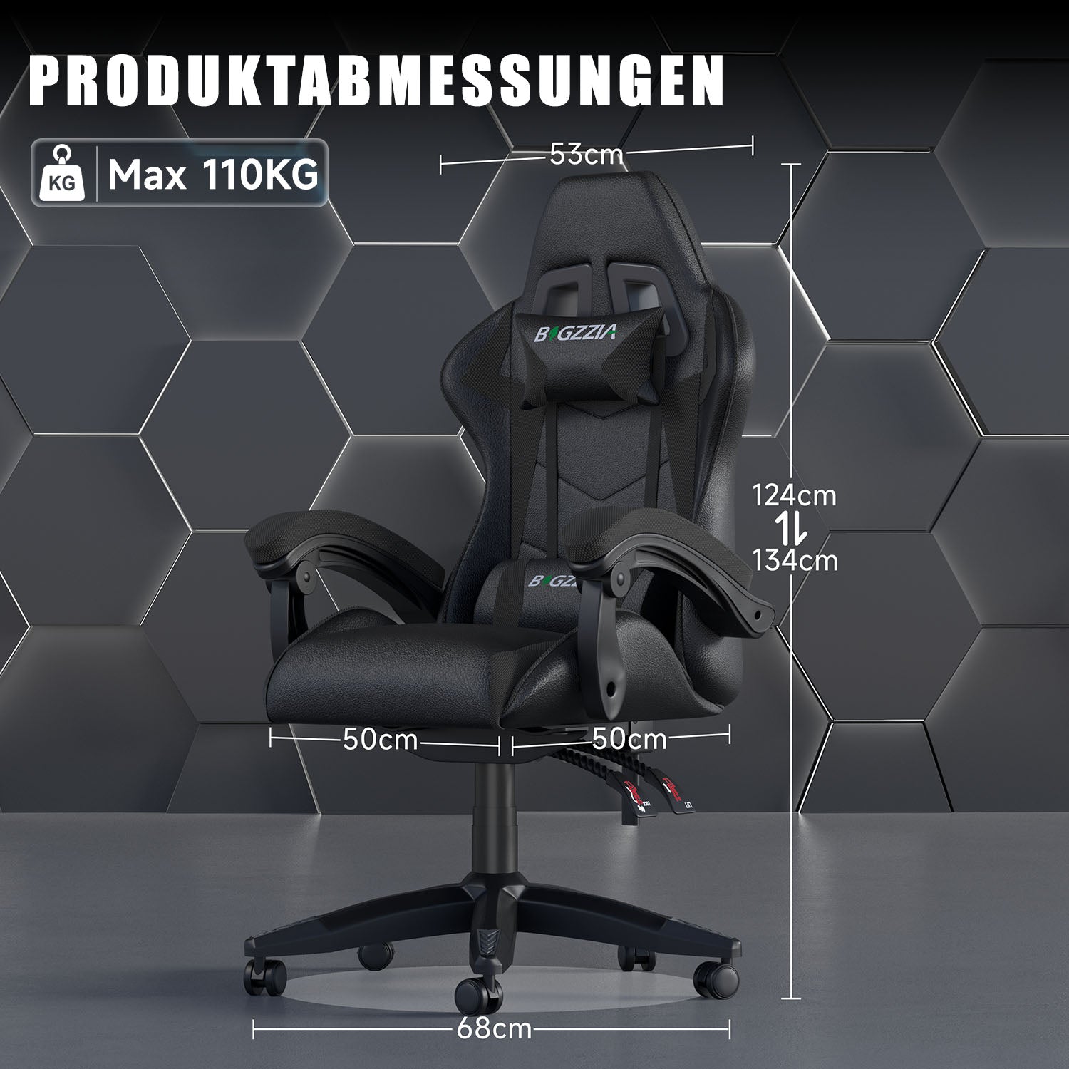 Bürostuhl Gaming Stuhl Sessel Ergonomischer Gamer Stuhl, Bürostuhl mit Kopfstütze und Lendenkissen