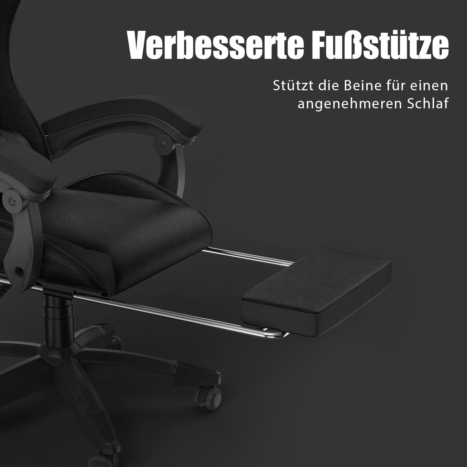 Ergonomischer Gaming Stuhl 155° Reclining Drehstuhl mit Kopfstütze, Lendenwirbelstütze PU Leder Bürostuhl