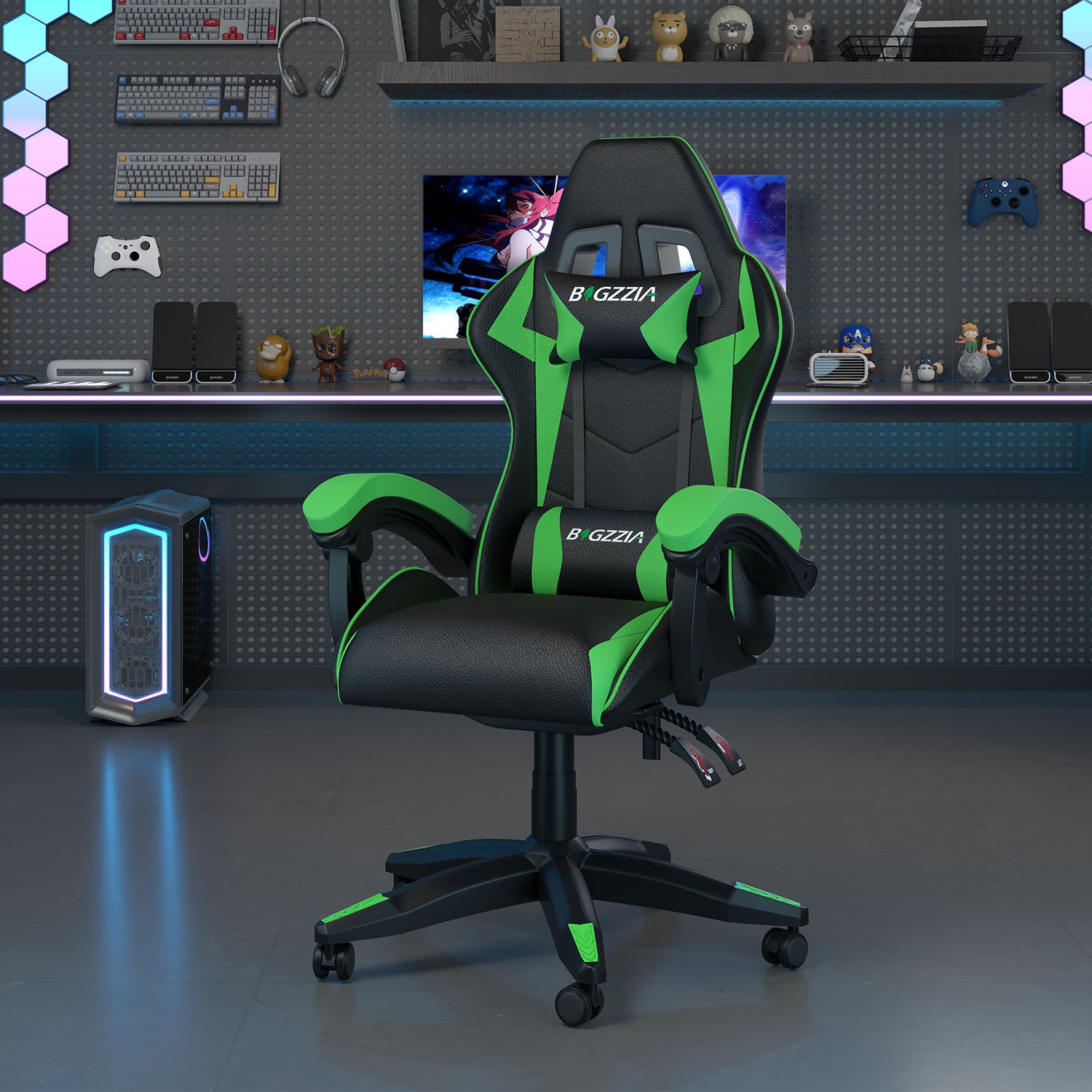Bürostuhl Gaming Stuhl Sessel Ergonomischer Gamer Stuhl, Bürostuhl mit Kopfstütze und Lendenkissen