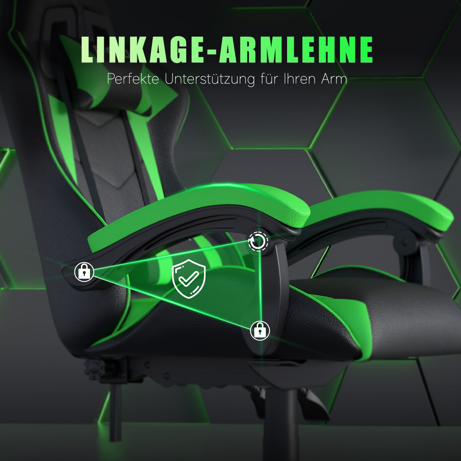 Bürostuhl Gaming Stuhl Sessel Ergonomischer Gamer Stuhl, Bürostuhl mit Kopfstütze und Lendenkissen