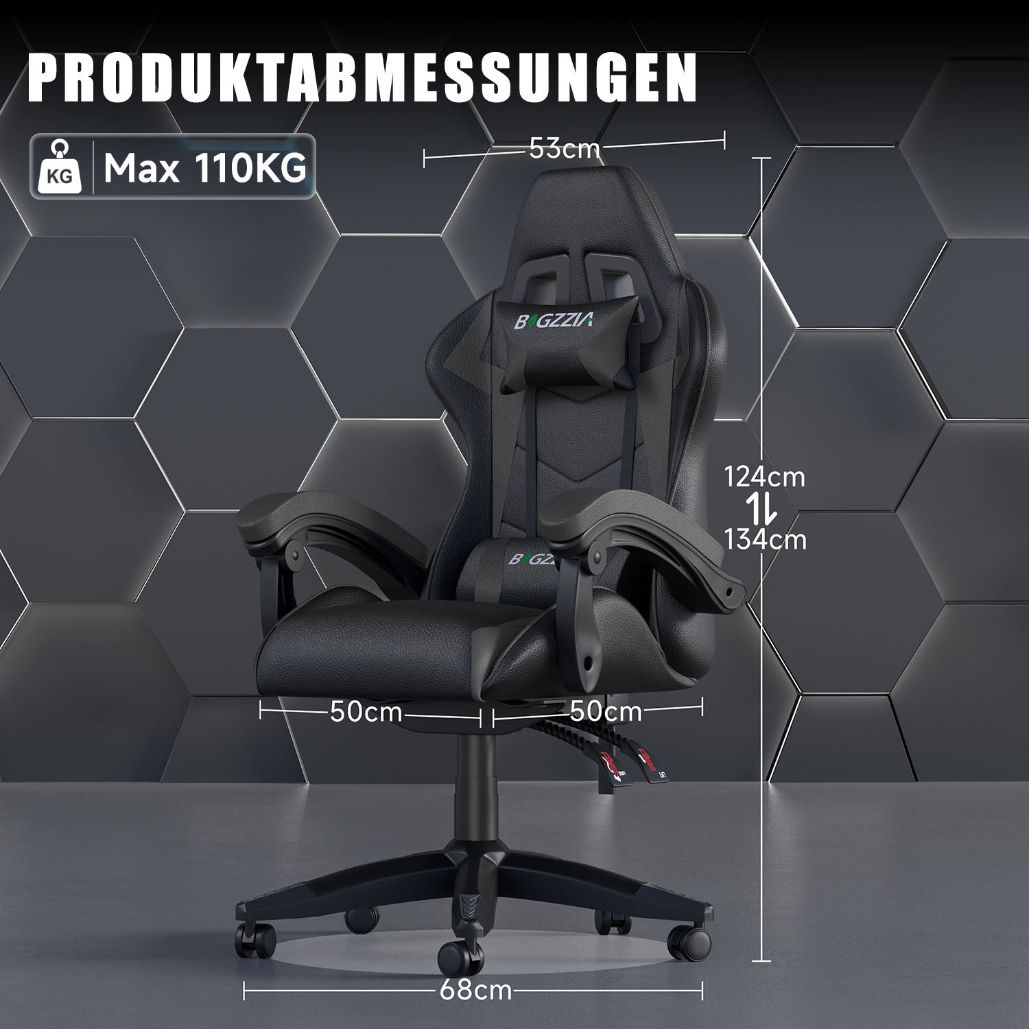 Bürostuhl Gaming Stuhl Sessel Ergonomischer Gamer Stuhl, Bürostuhl mit Kopfstütze und Lendenkissen