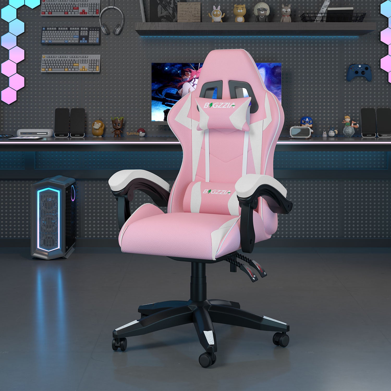 Bürostuhl Gaming Stuhl Sessel Ergonomischer Gamer Stuhl, Bürostuhl mit Kopfstütze und Lendenkissen