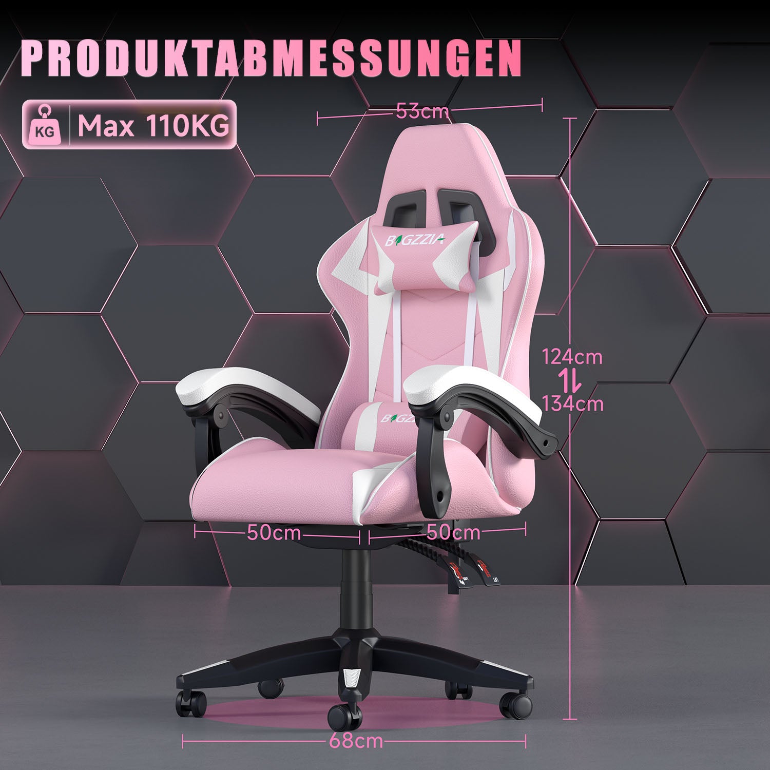 Bürostuhl Gaming Stuhl Sessel Ergonomischer Gamer Stuhl, Bürostuhl mit Kopfstütze und Lendenkissen