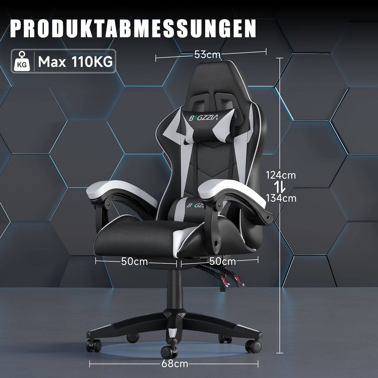 Bürostuhl Gaming Stuhl Sessel Ergonomischer Gamer Stuhl, Bürostuhl mit Kopfstütze und Lendenkissen