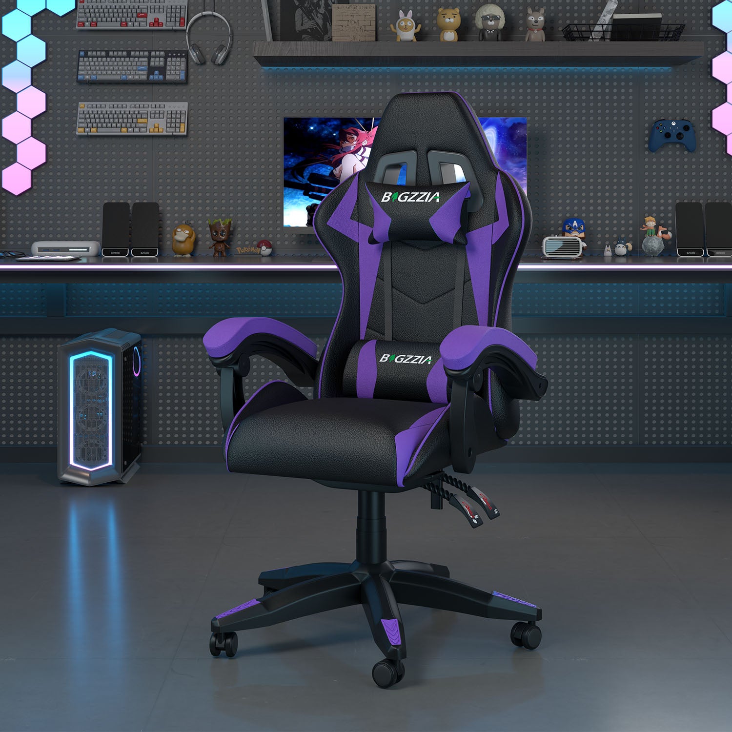 Bürostuhl Gaming Stuhl Sessel Ergonomischer Gamer Stuhl, Bürostuhl mit Kopfstütze und Lendenkissen