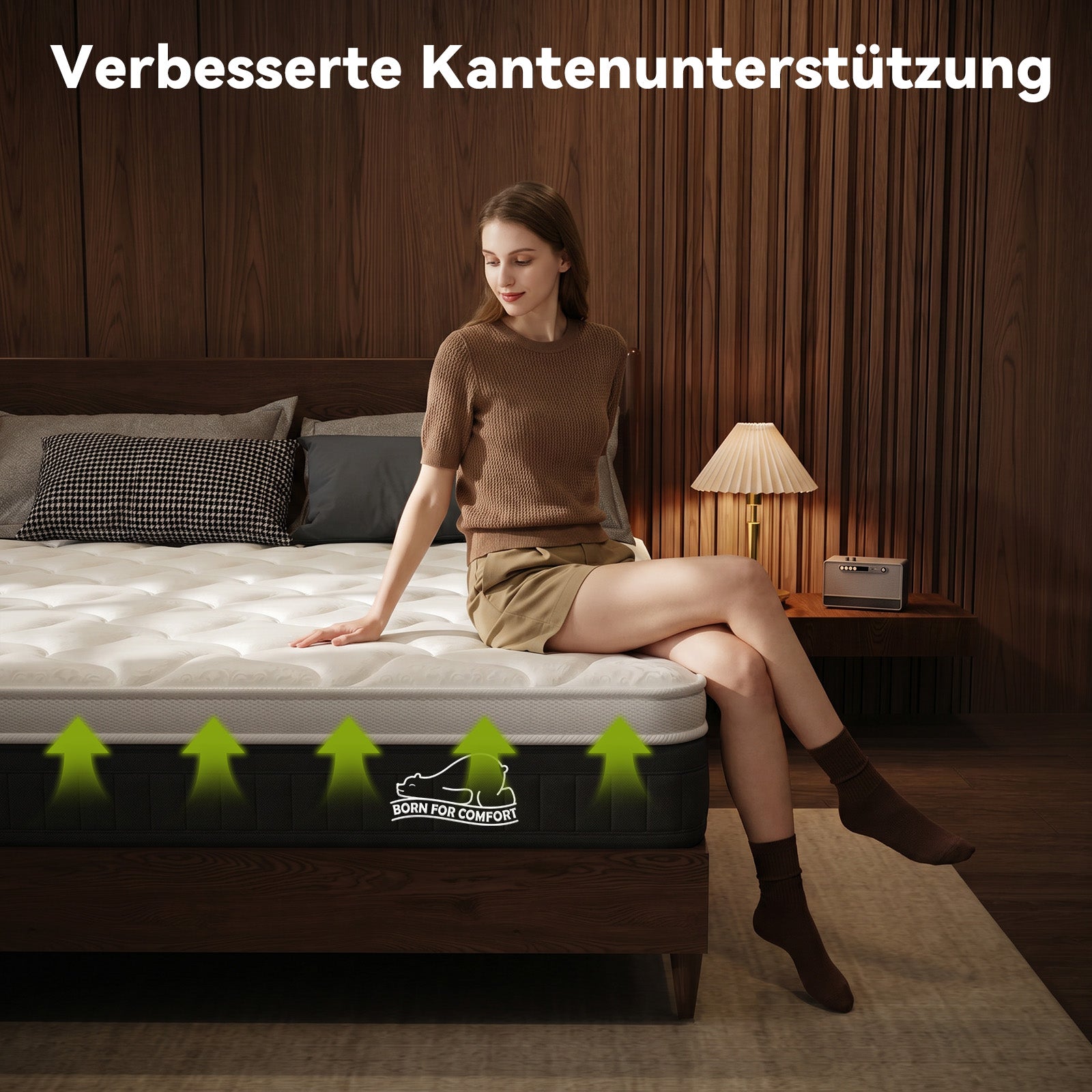 Taschenfederkern-Matratze mit Memory-Schaum, 25 cm dicke Hybridmatratzen, mittlerer Härtegrad, Kantenstützung