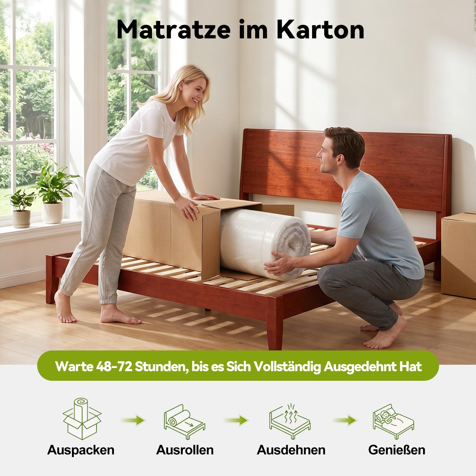 Taschenfederkern-Matratze mit Memory-Schaum, 25 cm dicke Hybridmatratzen, mittlerer Härtegrad, Kantenstützung