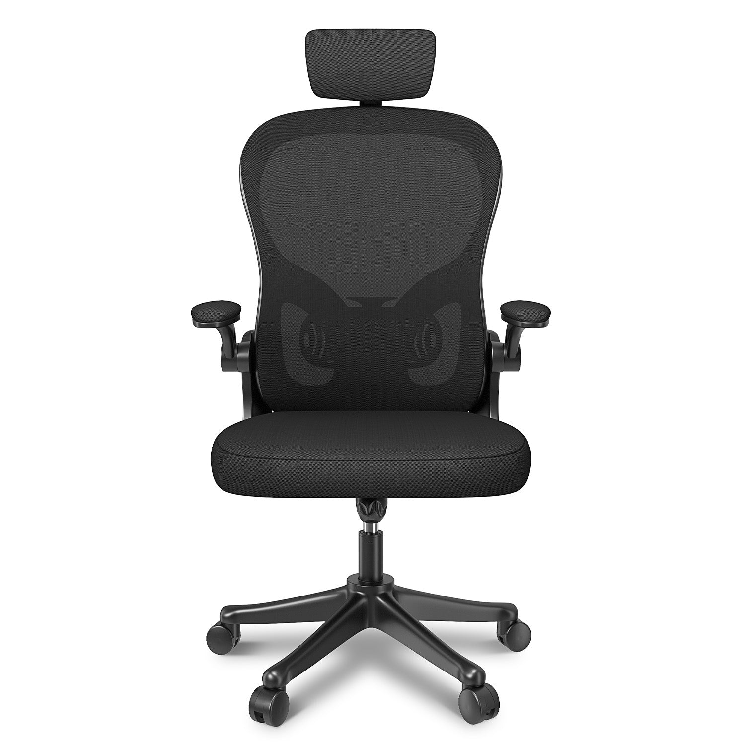Bürostuhl Ergonomischer Schreibtischstuhl, Drehstuhl mit Verstellbarer Lordosenstütze, Kopfstütze und Armlehne, Rückenschonend, Bis 150kg