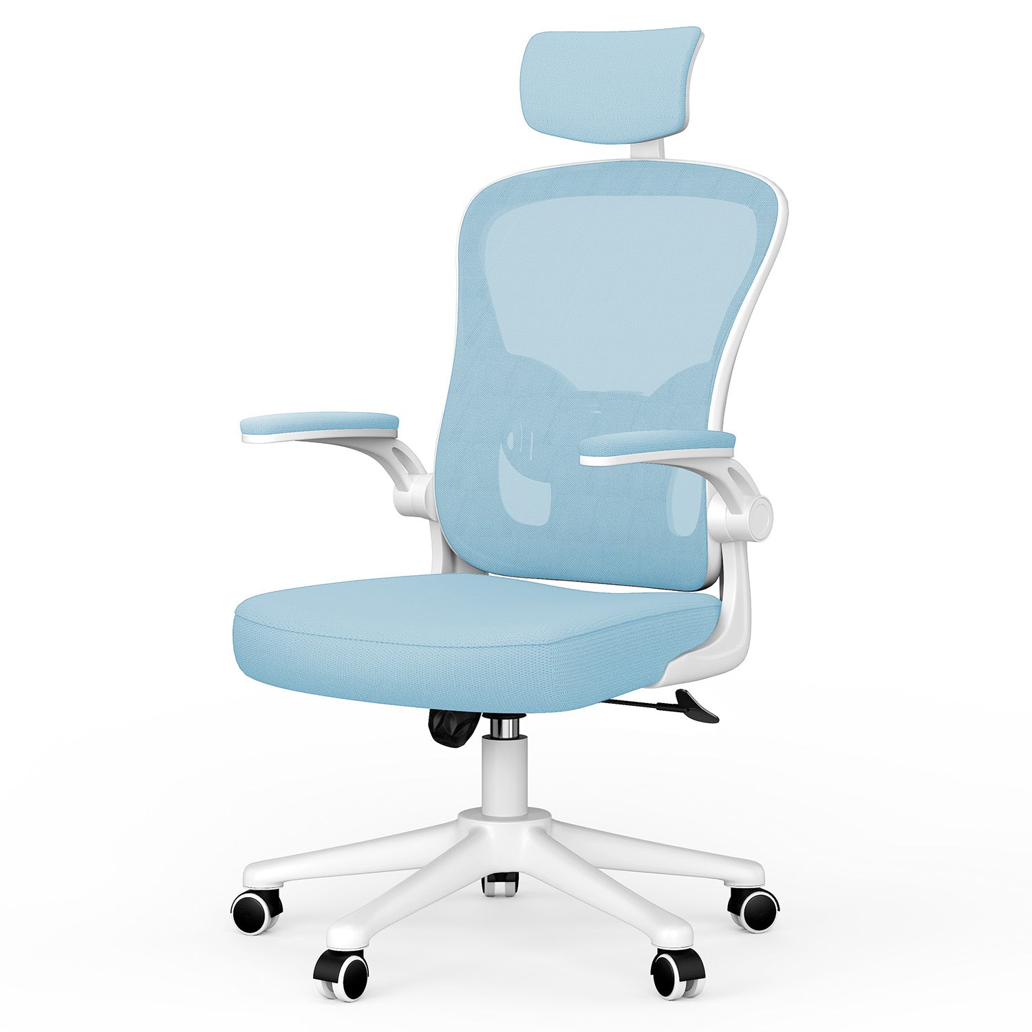 Bürostuhl Ergonomischer Schreibtischstuhl, Drehstuhl mit Verstellbarer Lordosenstütze, Kopfstütze und Armlehne, Rückenschonend, Bis 150kg