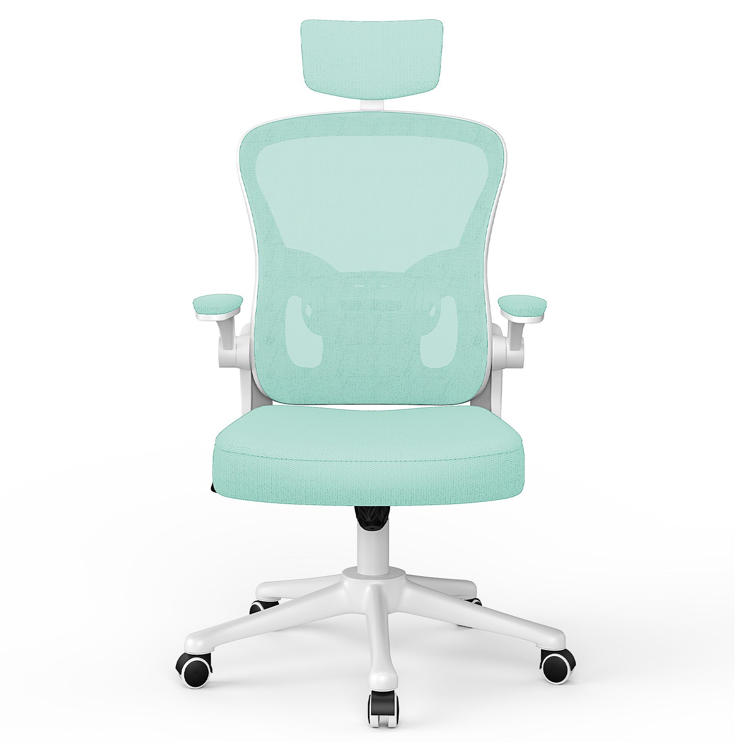 Bürostuhl Ergonomischer Schreibtischstuhl, Drehstuhl mit Verstellbarer Lordosenstütze, Kopfstütze und Armlehne, Rückenschonend, Bis 150kg