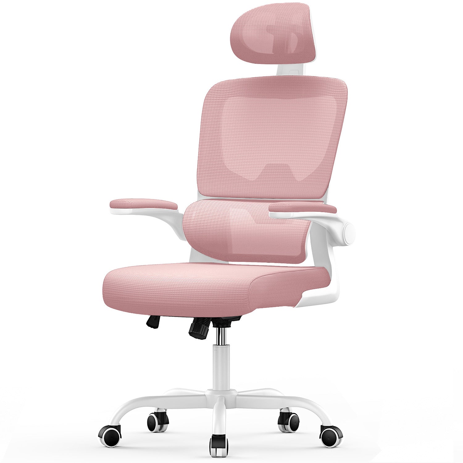 Bürostuhl Ergonomischer Schreibtischstuhl, Drehstuhl mit Verstellbarer Lordosenstütze, Kopfstütze und Armlehne, Rückenschonend, Bis 150kg