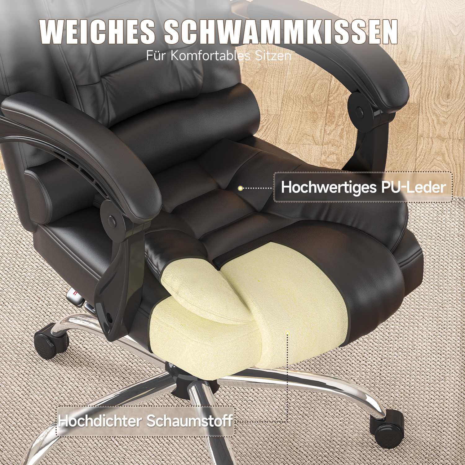 Ergonomische Executive Office Chair PU Leder hohen Rücken Computer Schreibtischstuhl mit Reclining Tilt-Funktion für Home Office arbeiten
