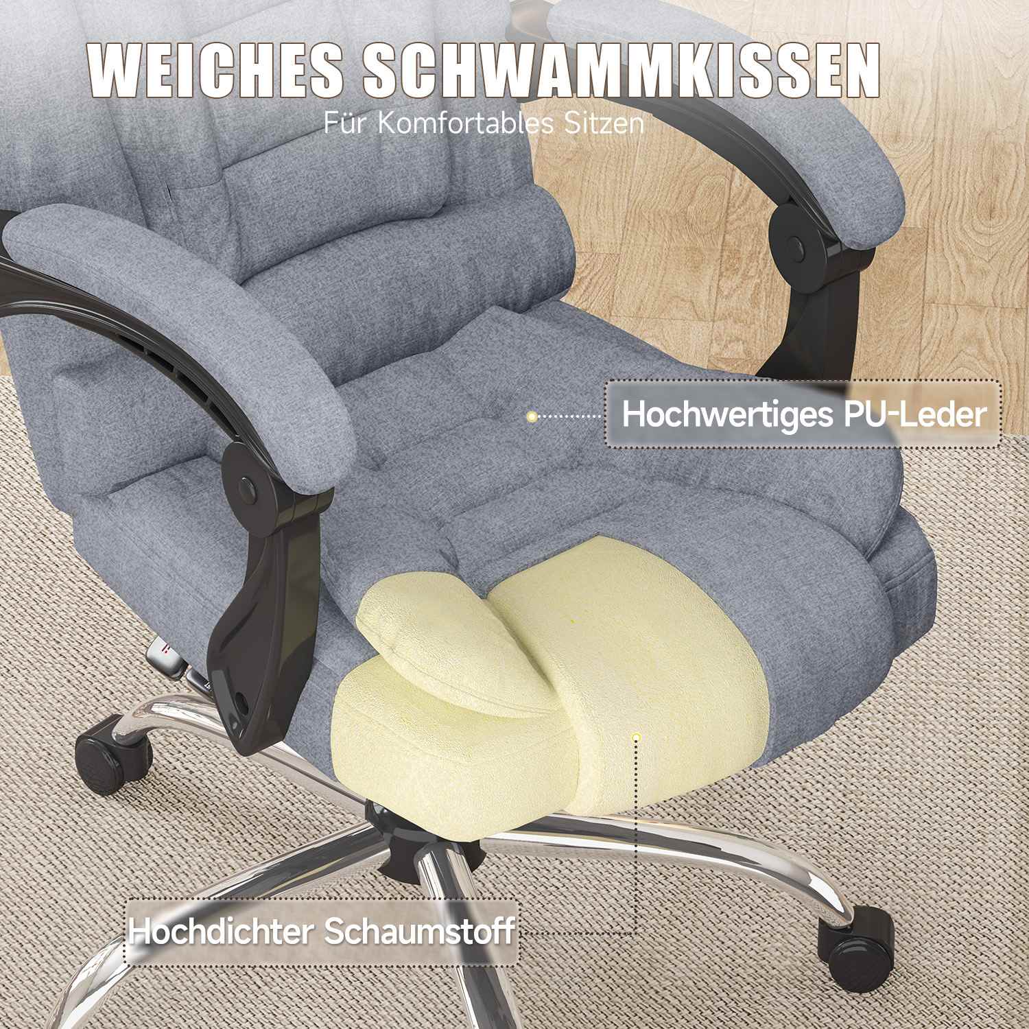 Ergonomische Executive Office Chair PU Leder hohen Rücken Computer Schreibtischstuhl mit Reclining Tilt-Funktion für Home Office arbeiten