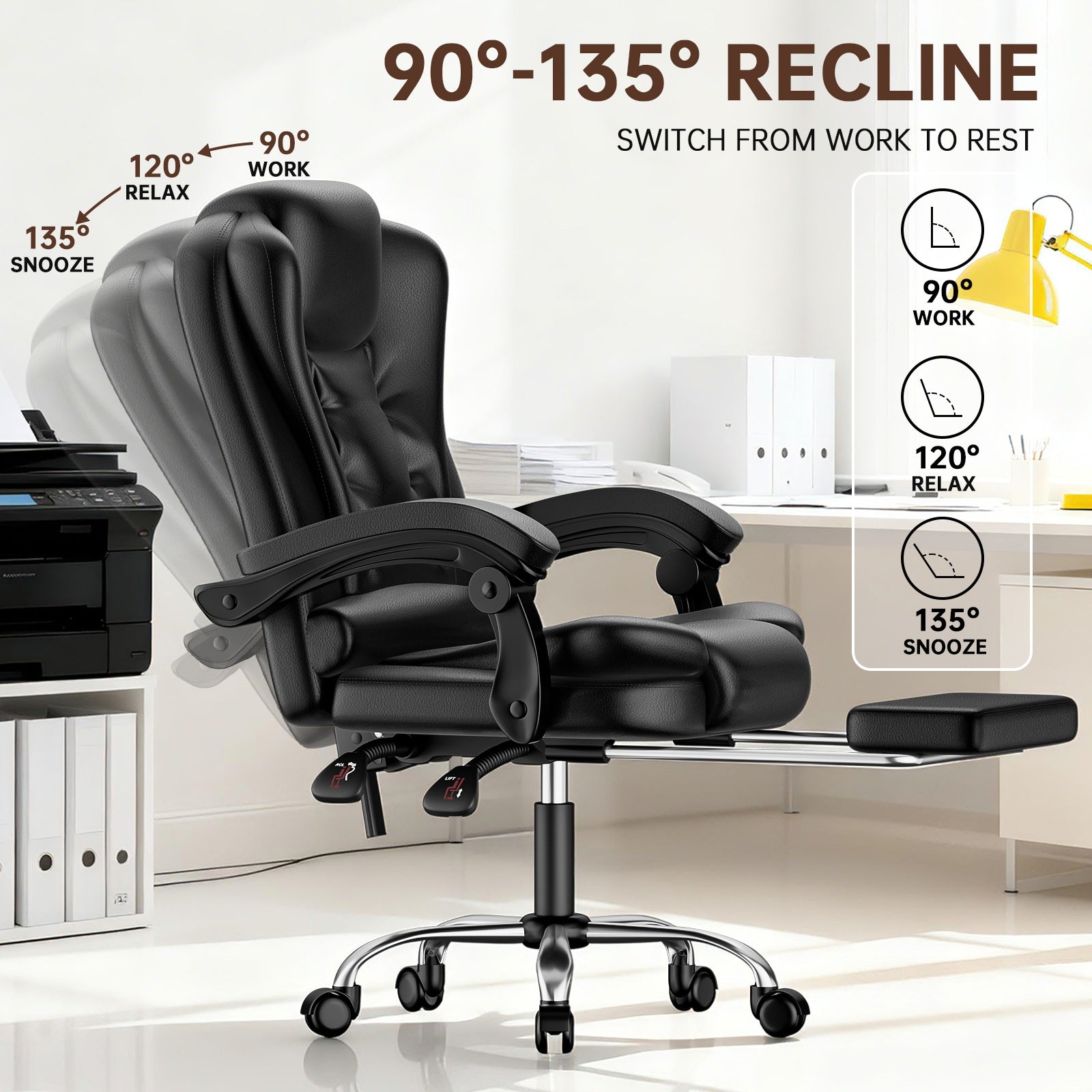 Ergonomische Executive Office Chair PU Leder hohen Rücken Computer Schreibtischstuhl mit Reclining Tilt-Funktion für Home Office arbeiten