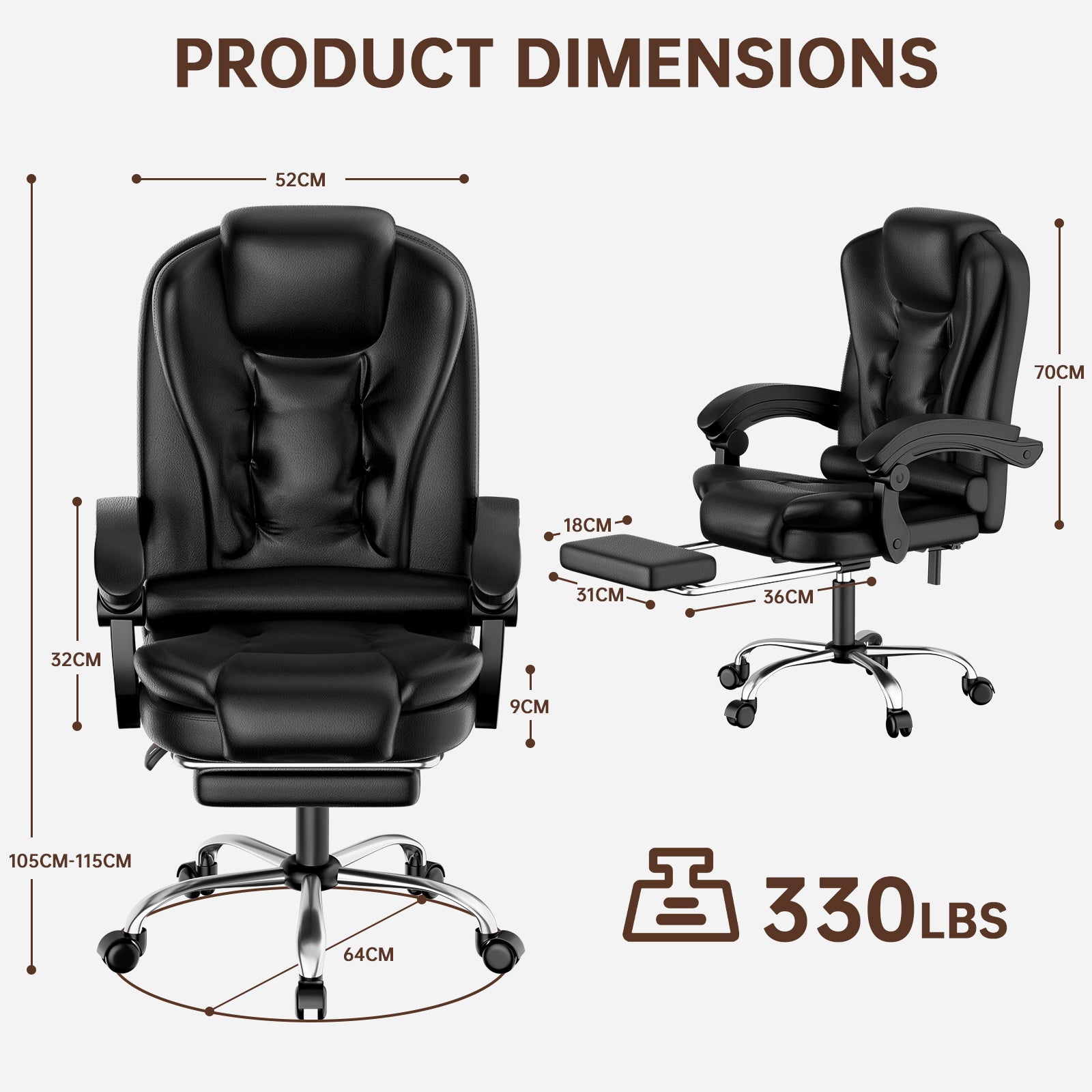 Ergonomische Executive Office Chair PU Leder hohen Rücken Computer Schreibtischstuhl mit Reclining Tilt-Funktion für Home Office arbeiten