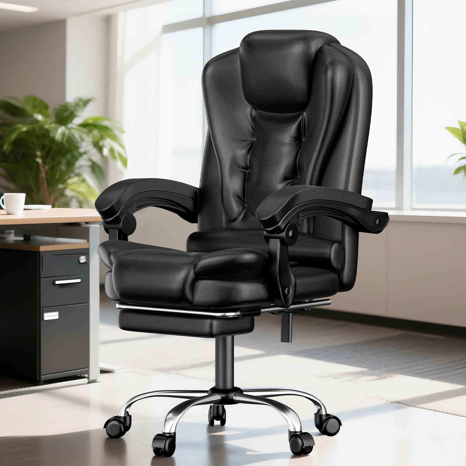 Ergonomische Executive Office Chair PU Leder hohen Rücken Computer Schreibtischstuhl mit Reclining Tilt-Funktion für Home Office arbeiten