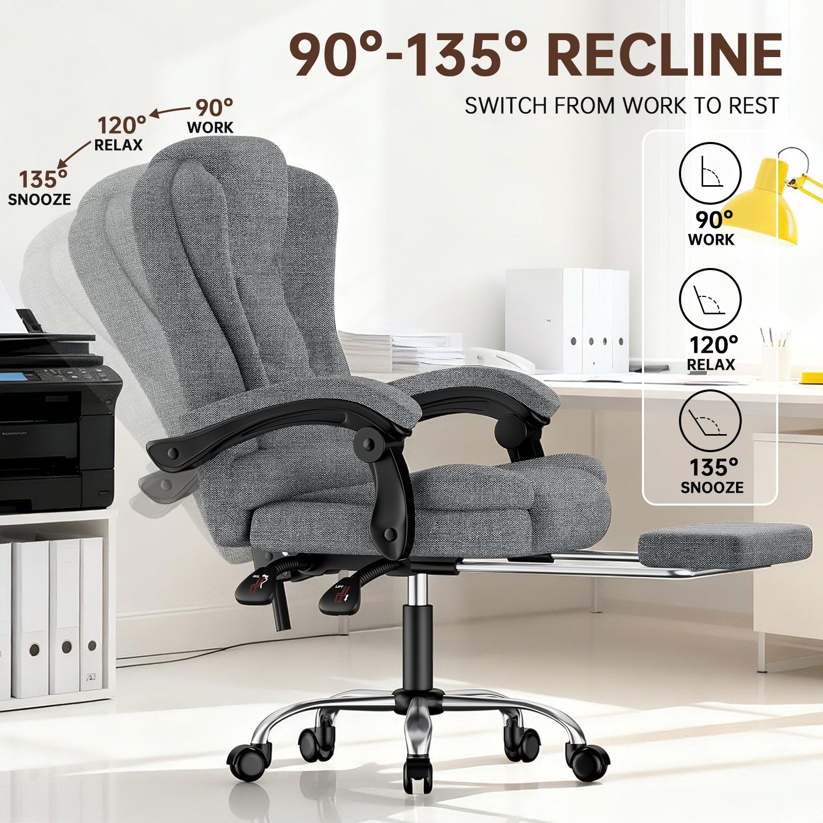 Ergonomische Executive Office Chair PU Leder hohen Rücken Computer Schreibtischstuhl mit Reclining Tilt-Funktion für Home Office arbeiten