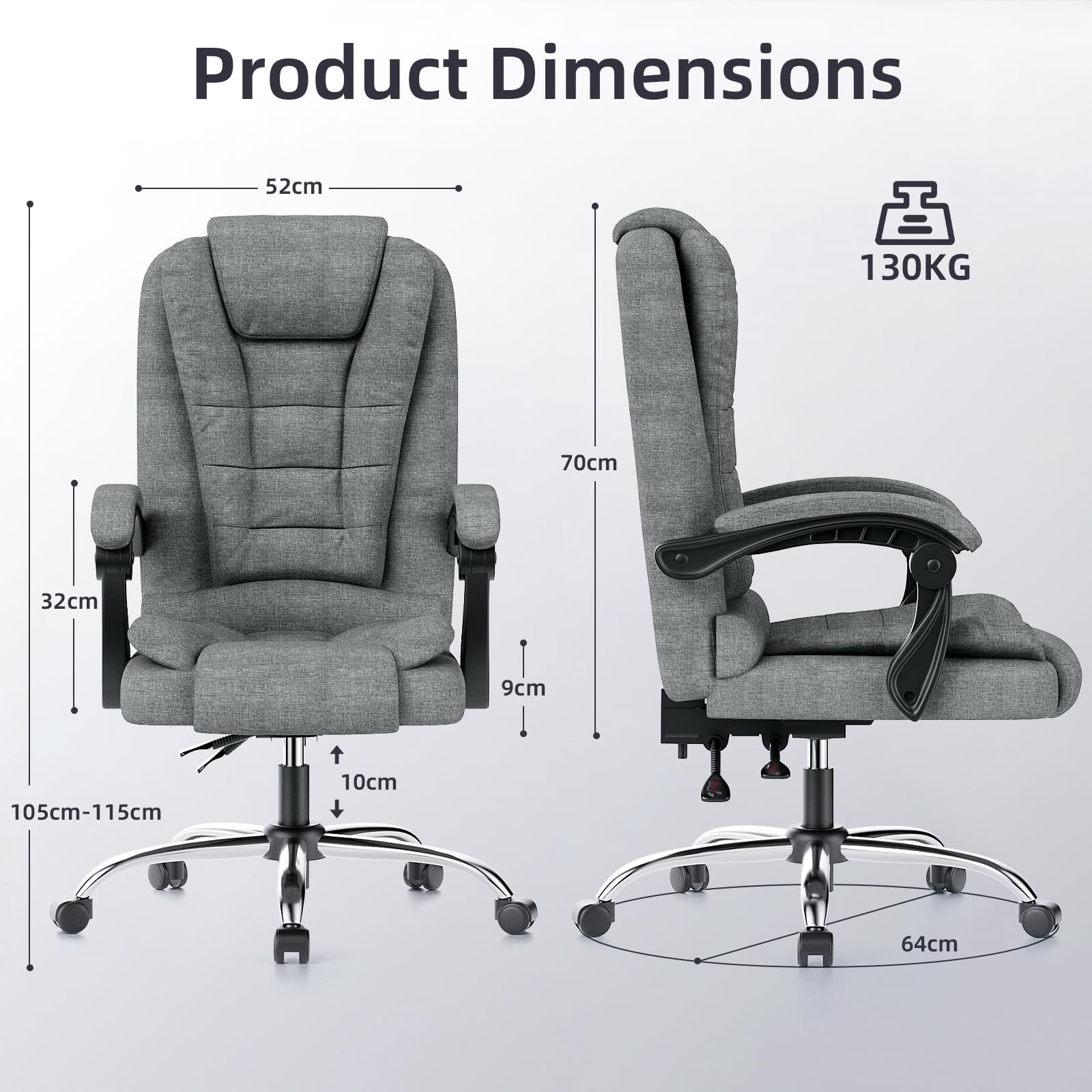Ergonomische Executive Office Chair PU Leder hohen Rücken Computer Schreibtischstuhl mit Reclining Tilt-Funktion für Home Office arbeiten