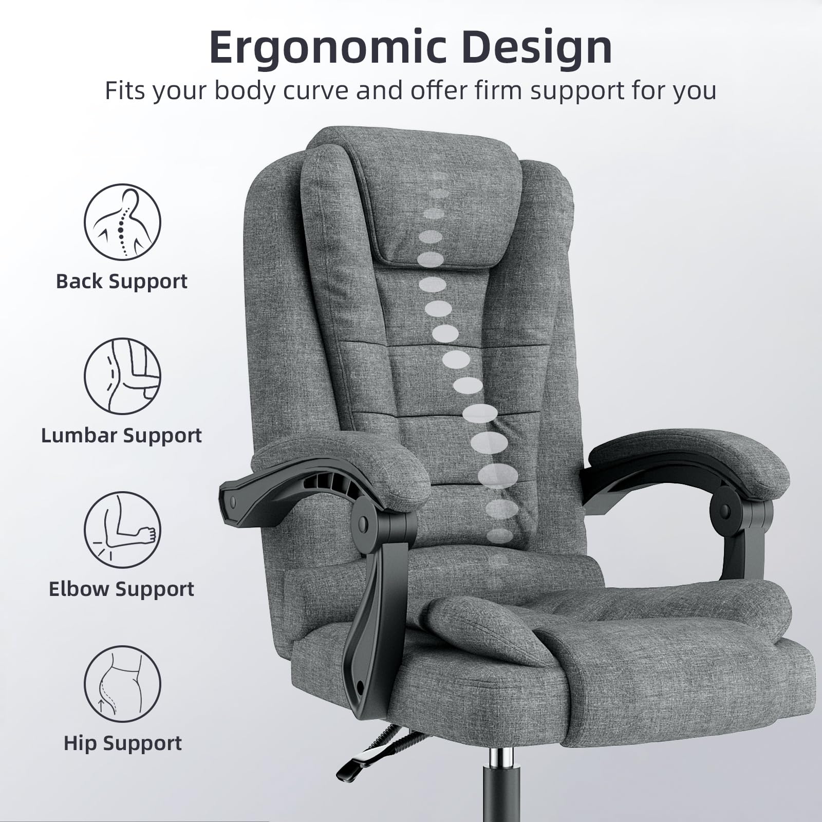 Ergonomische Executive Office Chair PU Leder hohen Rücken Computer Schreibtischstuhl mit Reclining Tilt-Funktion für Home Office arbeiten