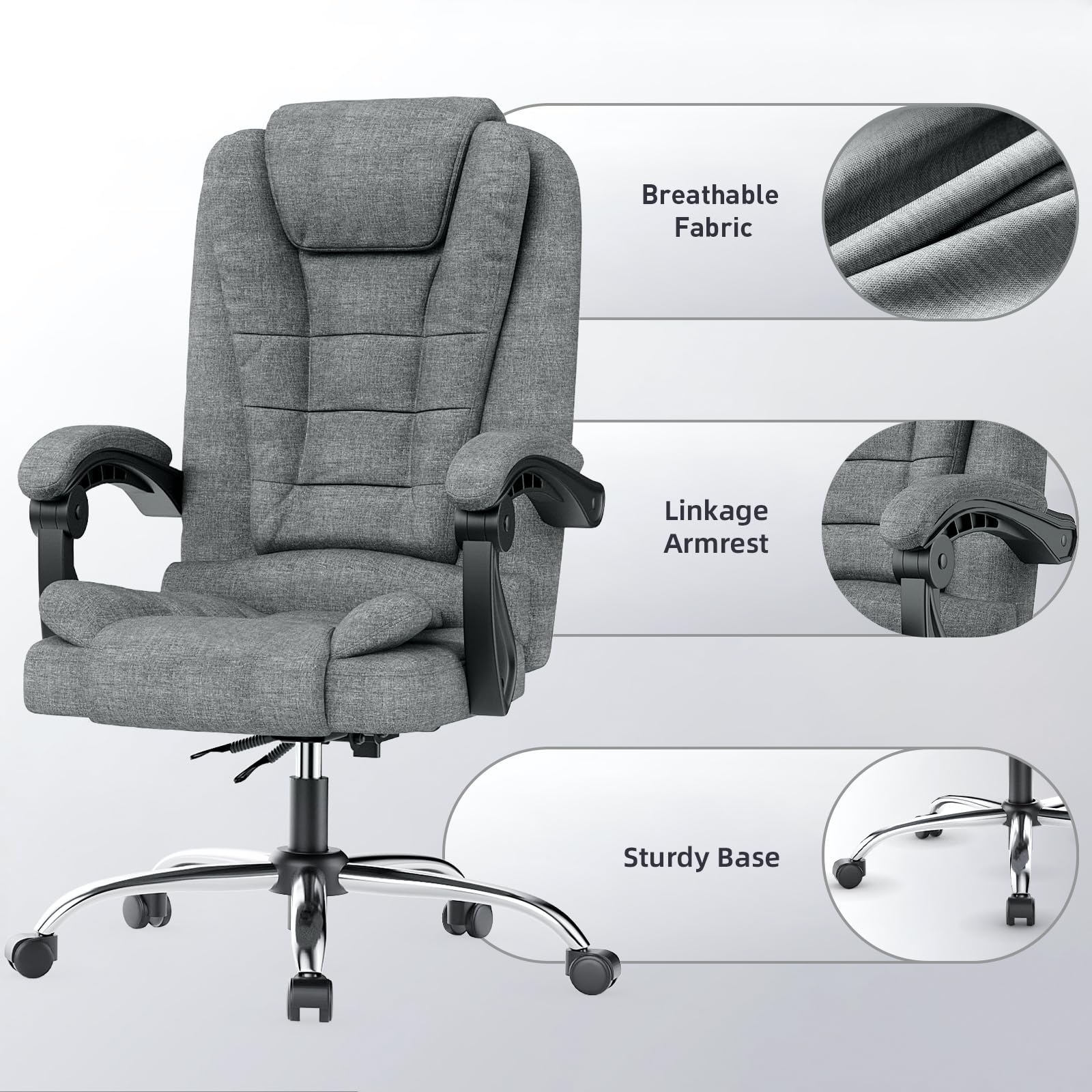 Ergonomische Executive Office Chair PU Leder hohen Rücken Computer Schreibtischstuhl mit Reclining Tilt-Funktion für Home Office arbeiten