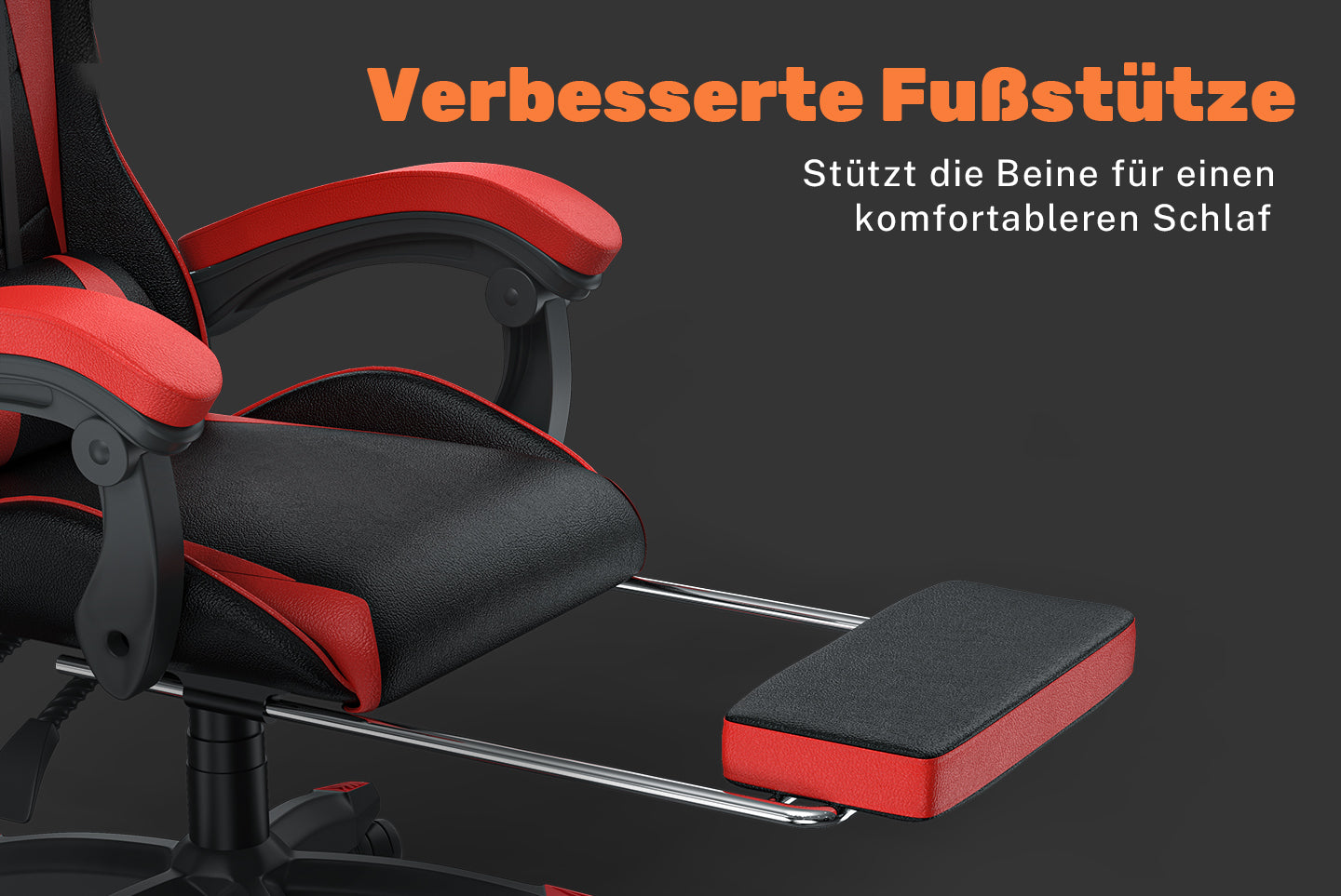 Ergonomischer Gaming Stuhl 155° Reclining Drehstuhl mit Kopfstütze, Lendenwirbelstütze PU Leder Bürostuhl