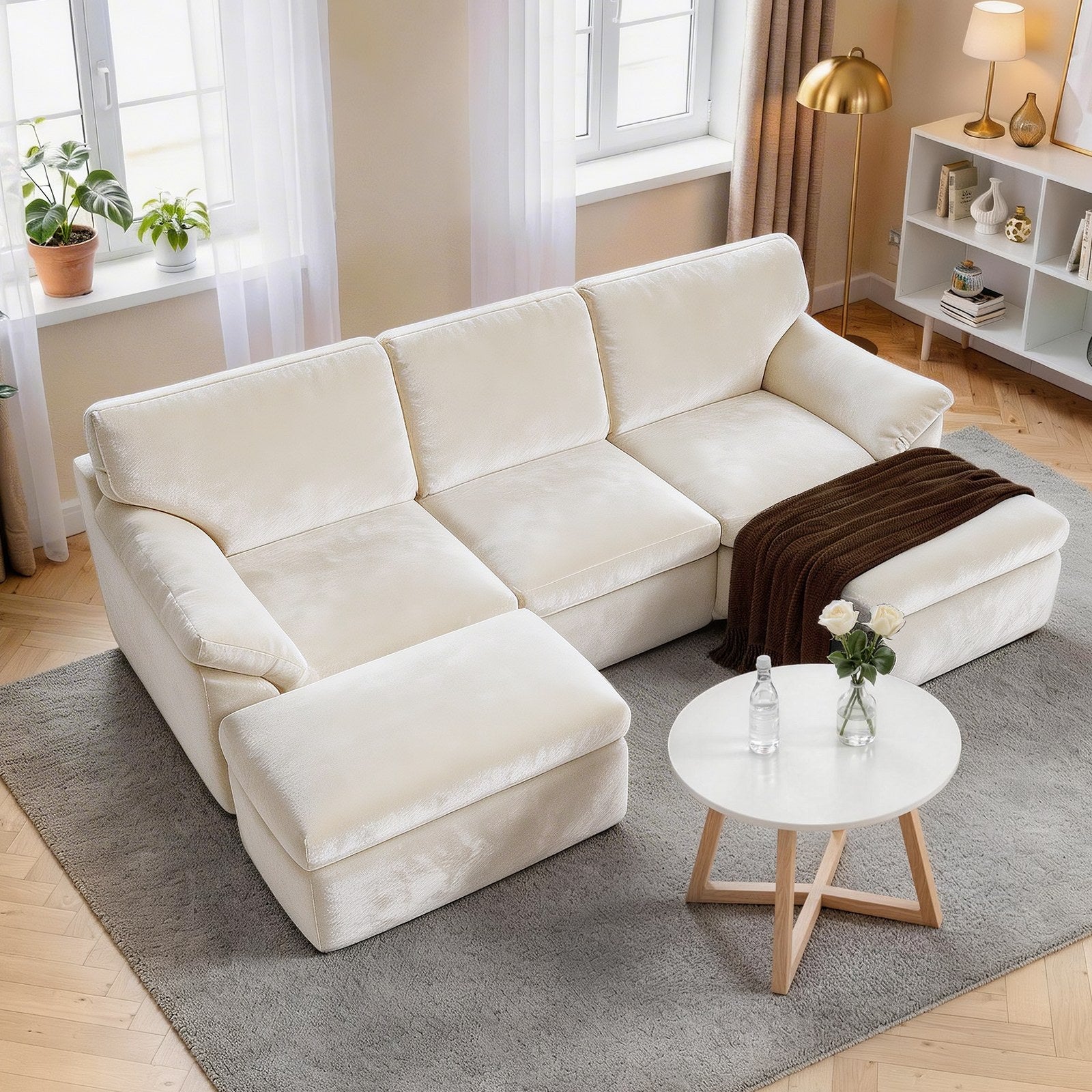 5-Sitzer U-Förmiges Ecksofa, Knochenlose Couch, Bequemes Modulares Sofa, Freie Kombination