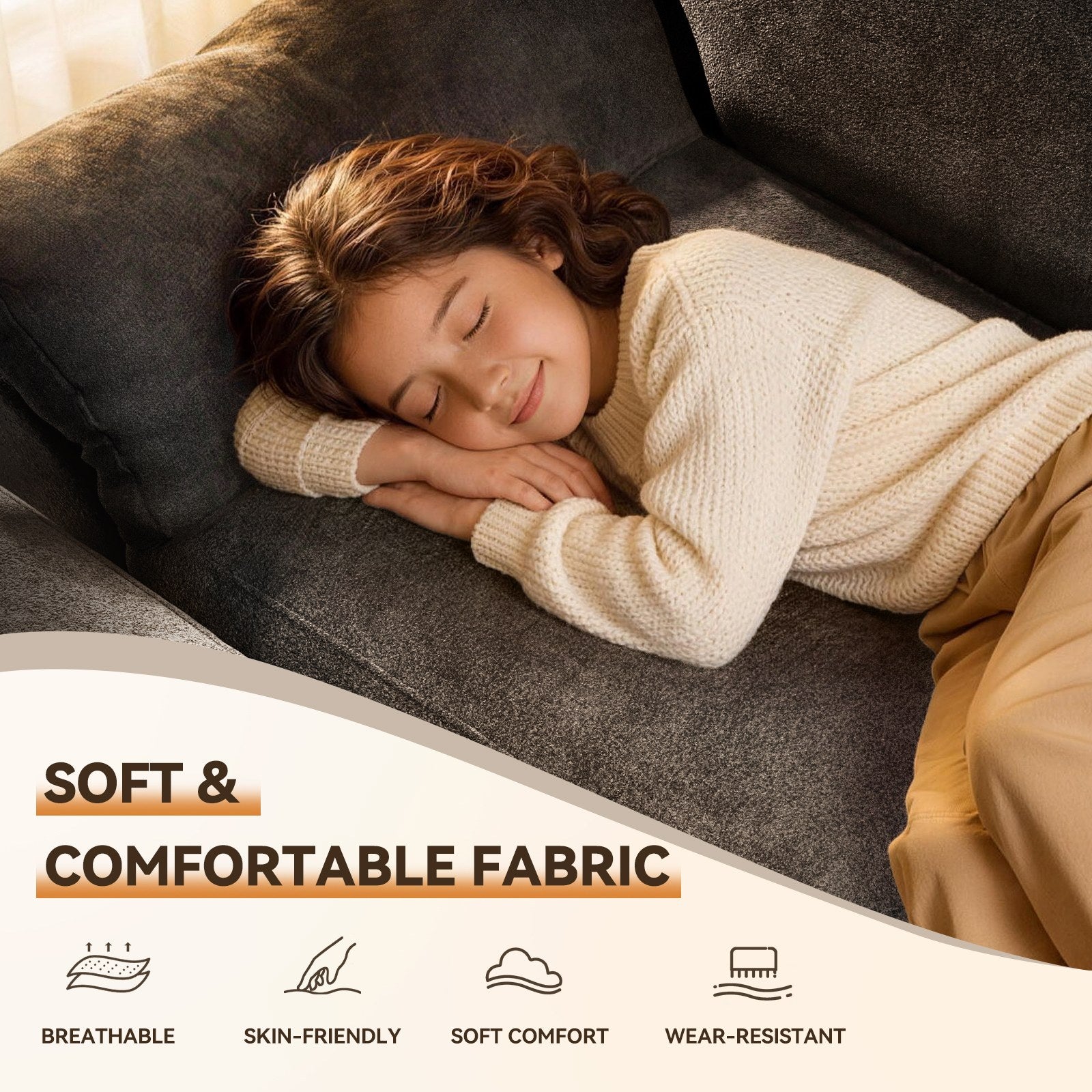 5-Sitzer U-Förmiges Ecksofa, Knochenlose Couch, Bequemes Modulares Sofa, Freie Kombination