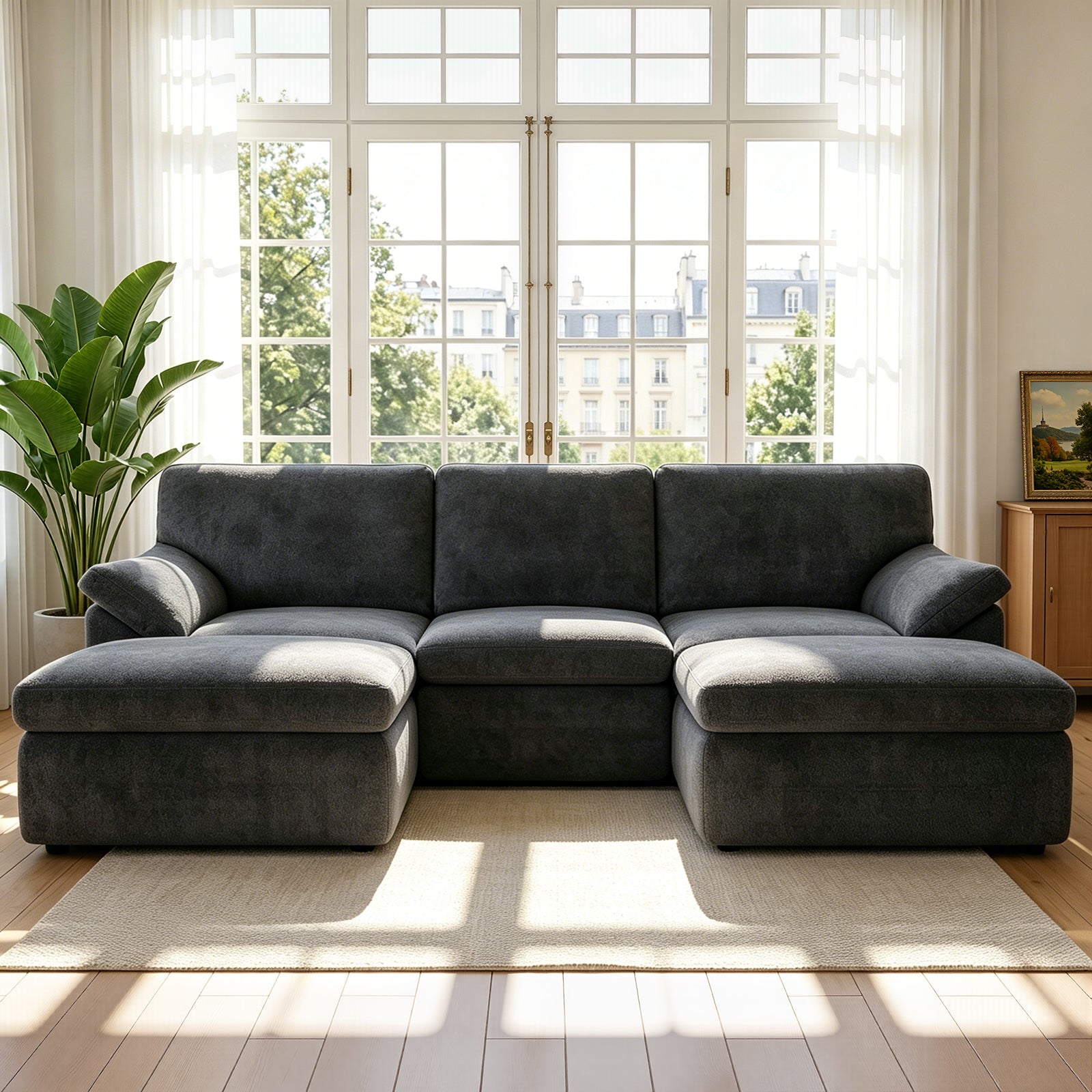 5-Sitzer U-Förmiges Ecksofa, Knochenlose Couch, Bequemes Modulares Sofa, Freie Kombination
