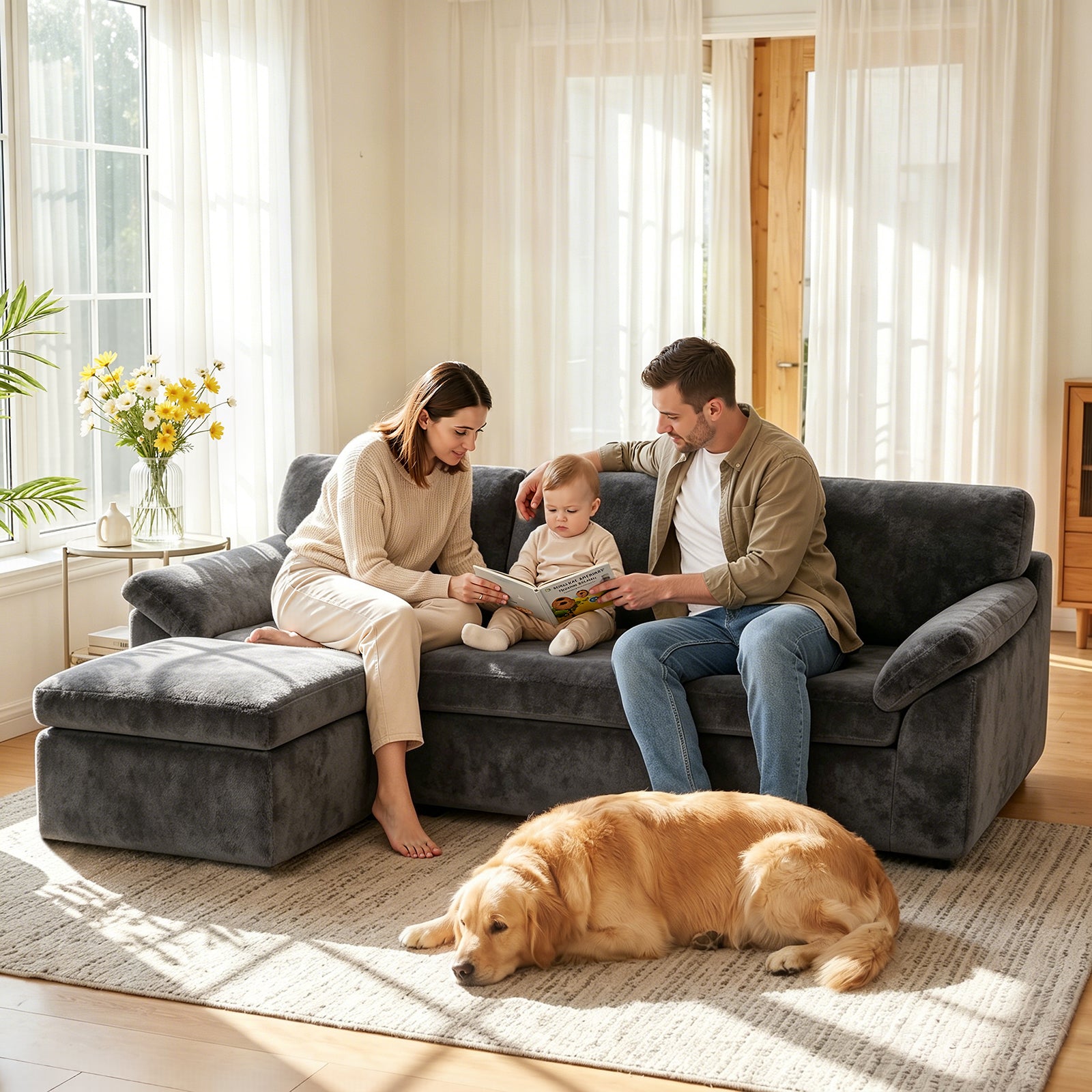 5-Sitzer U-Förmiges Ecksofa, Knochenlose Couch, Bequemes Modulares Sofa, Freie Kombination