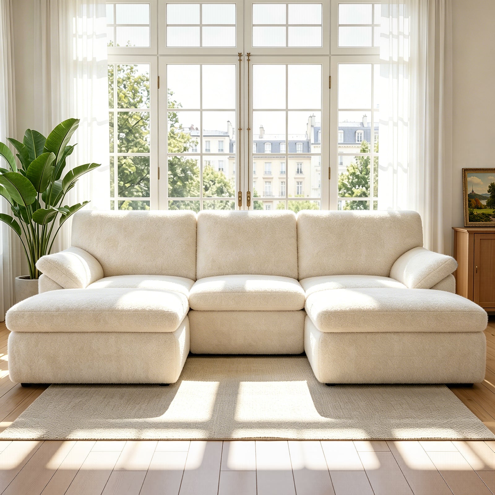5-Sitzer U-Förmiges Ecksofa, Knochenlose Couch, Bequemes Modulares Sofa, Freie Kombination