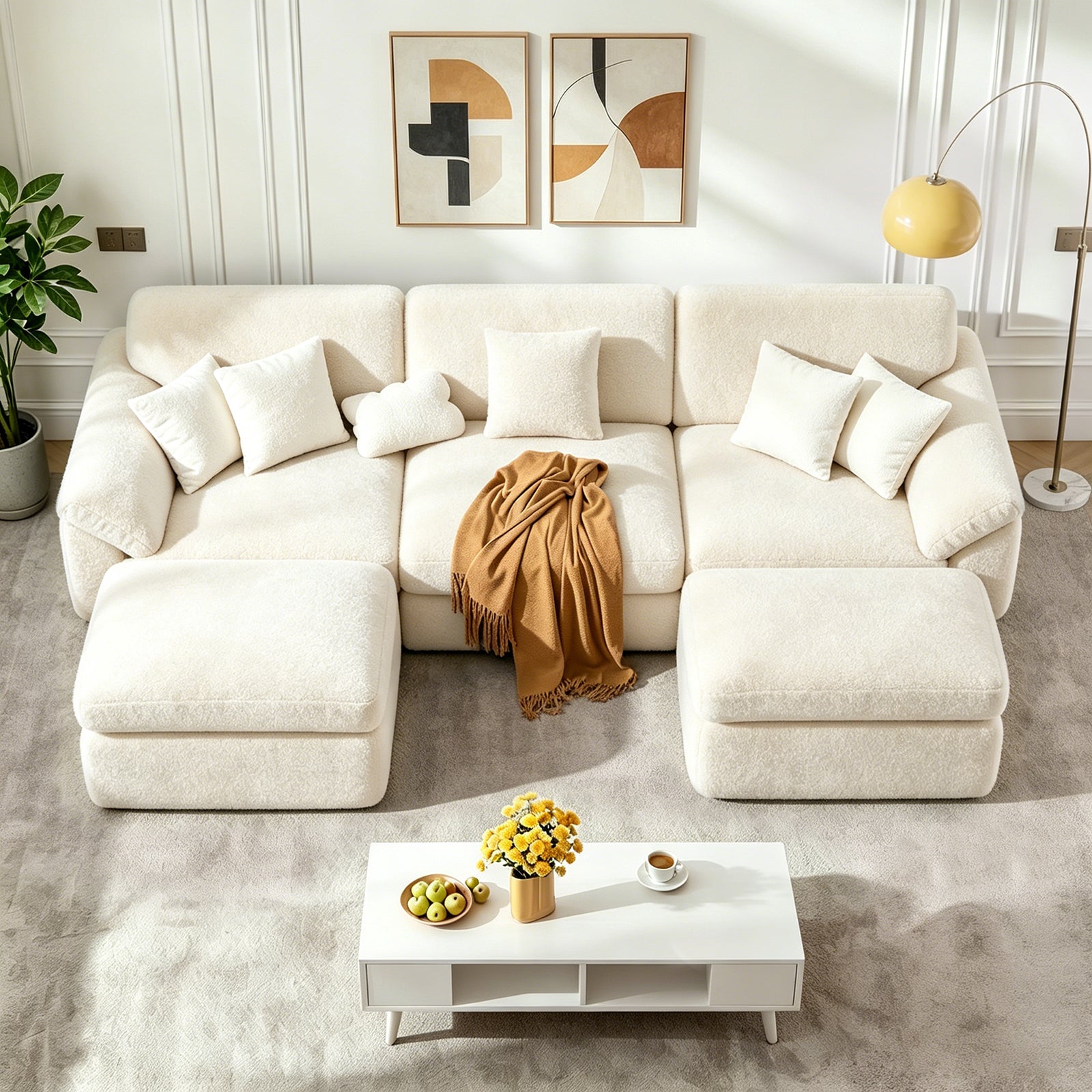 5-Sitzer U-Förmiges Ecksofa, Knochenlose Couch, Bequemes Modulares Sofa, Freie Kombination