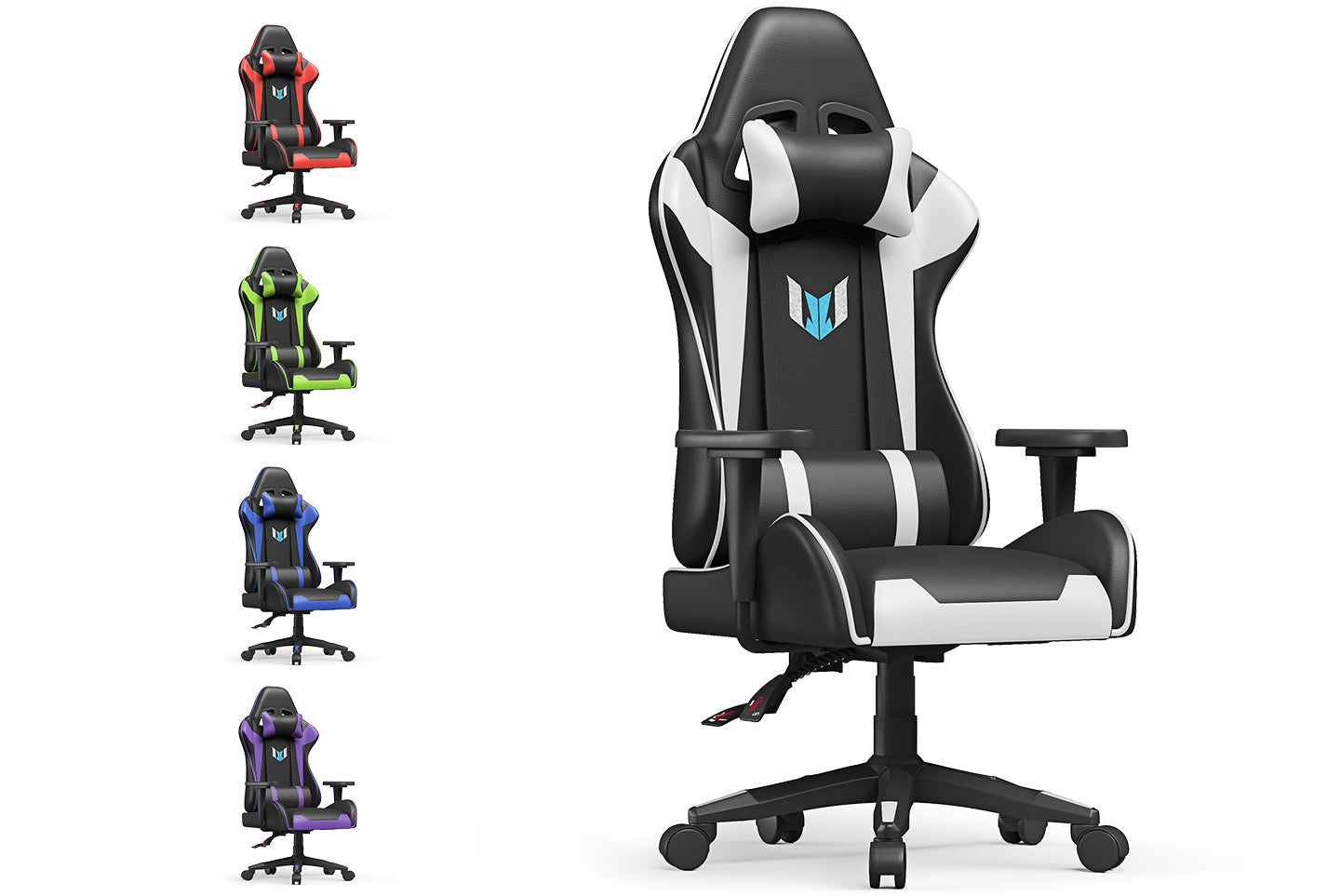 Gaming Stuhl Video Gamer Stühle mit Kopfstütze Lendenwirbelstütze Verstellbarer Computer-Schreibtischstuhl